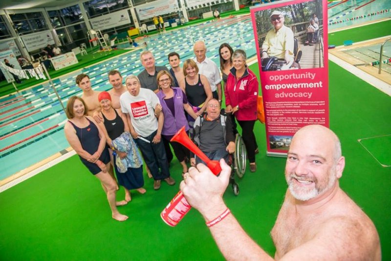 group posing for Skipton Swimarathon