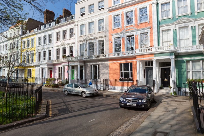Colourful houses and street