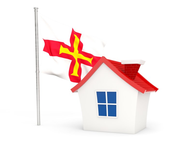 Guernsey Flag with house silhouette 