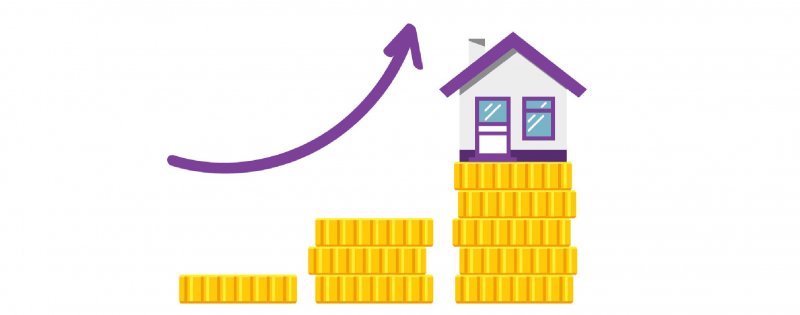 pennies increasing in size with house on top