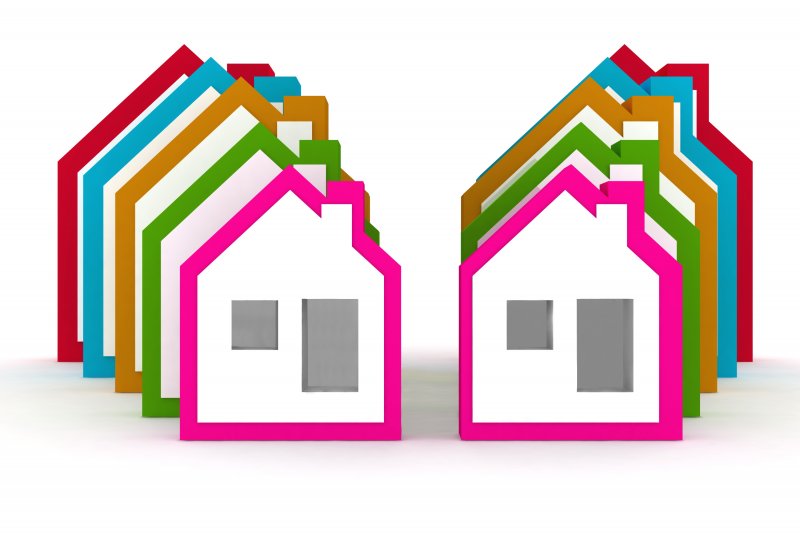 houses stacked up in different colours